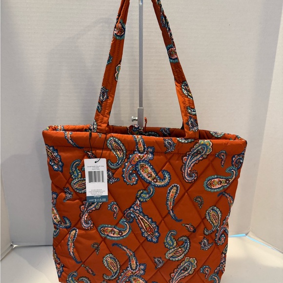 NWT Vera Bradley. Manor Paisley Quilted Tote Bag - Orange - Picture 2 of 14
